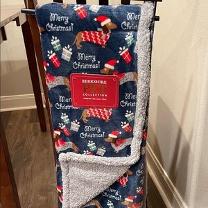 Berkshire Merry Christmas Blanket - Blue and Red
